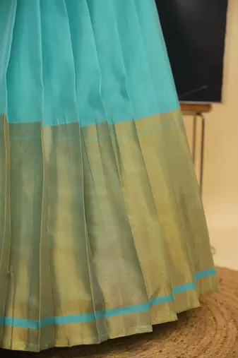 Beautiful South Indian Style Semi-Stitched Half Saree with Blouse and Rangoli Dupatta for Women