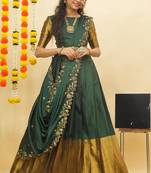 Beautiful South Indian Style Semi-Stitched Half Saree with Blouse and Rangoli Dupatta for Women