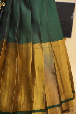 Beautiful South Indian Style Semi-Stitched Half Saree with Blouse and Rangoli Dupatta for Women 3