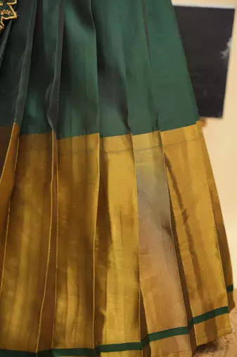 Beautiful South Indian Style Semi-Stitched Half Saree with Blouse and Rangoli Dupatta for Women