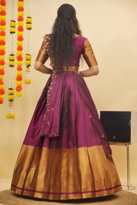Beautiful South Indian Style ed Half Saree with Blouse and Rangoli Dupatta for Women 2