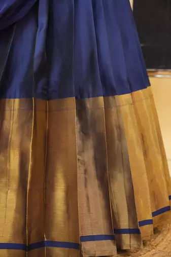 Beautiful South Indian Style Semi-Stitched Half Saree with Blouse and Rangoli Dupatta for Women