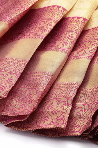 Beautiful South Indian Style Semi-Stitched Half Saree with Blouse and Rangoli Dupatta for Women