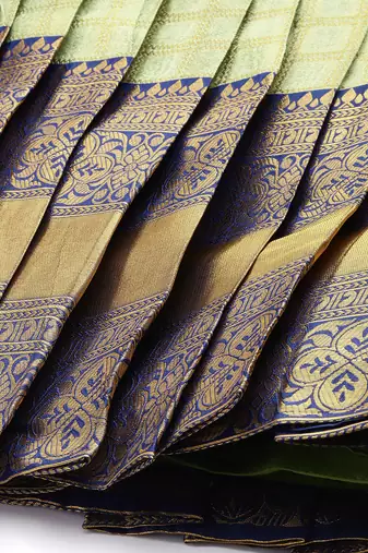 Beautiful South Indian Style Semi-Stitched Half Saree with Blouse and Rangoli Dupatta for Women