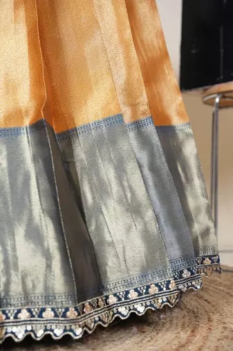 Beautiful South Indian Style Semi-Stitched Half Saree with Blouse and Rangoli Dupatta for Women