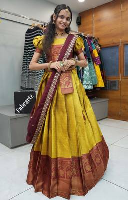 Beautiful South Indian Style ed Half Saree with Blouse and Rangoli Dupatta for Women 1
