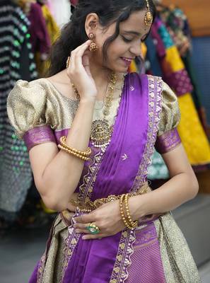 Beautiful South Indian Style ed Half Saree with Blouse and Rangoli Dupatta for Women 2