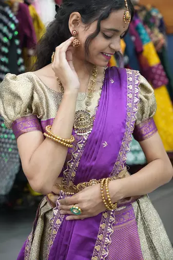 Beautiful South Indian Style Semi-Stitched Half Saree with Blouse and Rangoli Dupatta for Women