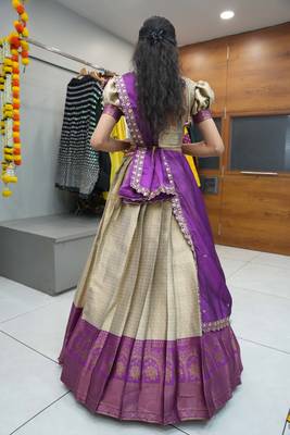 Beautiful South Indian Style ed Half Saree with Blouse and Rangoli Dupatta for Women 3