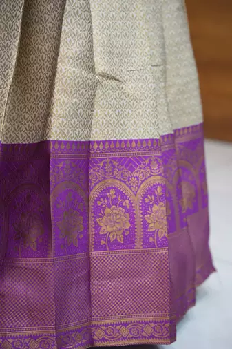 Beautiful South Indian Style Semi-Stitched Half Saree with Blouse and Rangoli Dupatta for Women