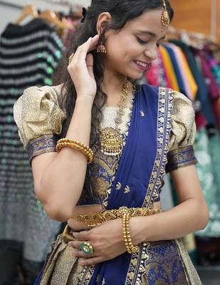 Beautiful South Indian Style ed Half Saree with Blouse and Rangoli Dupatta for Women 2