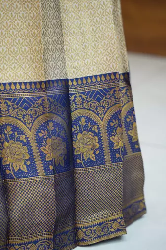 Beautiful South Indian Style Semi-Stitched Half Saree with Blouse and Rangoli Dupatta for Women