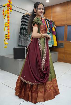 Beautiful South Indian Style ed Half Saree with Blouse and Rangoli Dupatta for Women 2