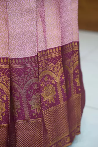 Beautiful South Indian Style Semi-Stitched Half Saree with Blouse and Rangoli Dupatta for Women