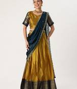 Beautiful South Indian Style Semi-Stitched Half Saree with Blouse and Rangoli Dupatta for Women