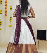 Beautiful South Indian Style Semi-Stitched Half Saree with Blouse and Rangoli Dupatta for Women