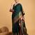 green silk blend printed saree with blouse