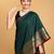 green silk blend printed saree with blouse
