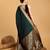 green silk blend printed saree with blouse