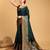 green silk blend printed saree with blouse