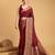 maroon silk blend printed saree with blouse