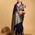 navy blue silk blend printed saree with blouse