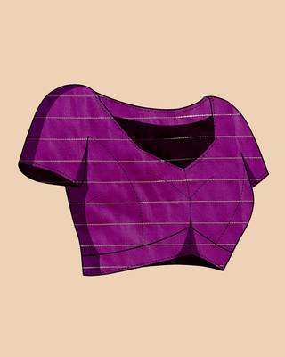 purple silk blend printed saree with blouse 4