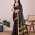 black chanderi printed saree with blouse