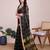 black chanderi printed saree with blouse