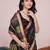 black chanderi printed saree with blouse