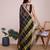 black chanderi printed saree with blouse