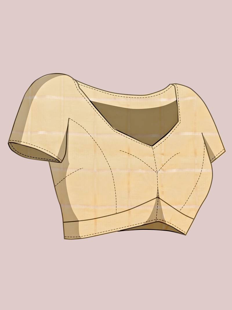 cream chanderi printed saree with blouse