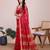 red chanderi printed saree with blouse