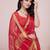 red chanderi printed saree with blouse