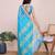 blue chanderi printed saree with blouse