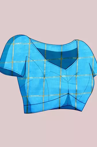 blue chanderi printed saree with blouse
