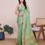 sea green chanderi printed saree with blouse