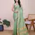 sea green chanderi printed saree with blouse