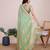 sea green chanderi printed saree with blouse