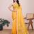 yellow chanderi printed saree with blouse