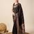 black silk blend printed saree with blouse