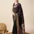 black silk blend printed saree with blouse