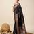 black silk blend printed saree with blouse