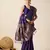 blue silk blend printed saree with blouse