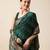 green silk blend printed saree with blouse