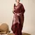 maroon silk blend printed saree with blouse