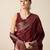 maroon silk blend printed saree with blouse