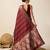 maroon silk blend printed saree with blouse