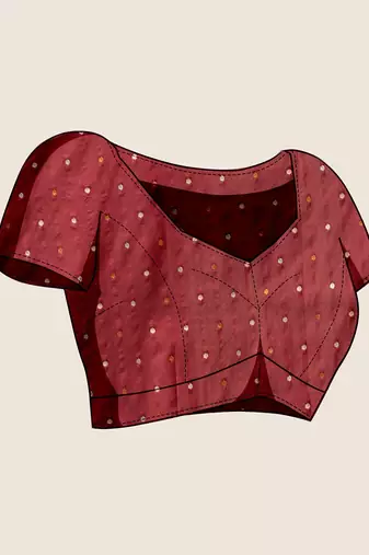 maroon silk blend printed saree with blouse