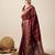 maroon silk blend printed saree with blouse